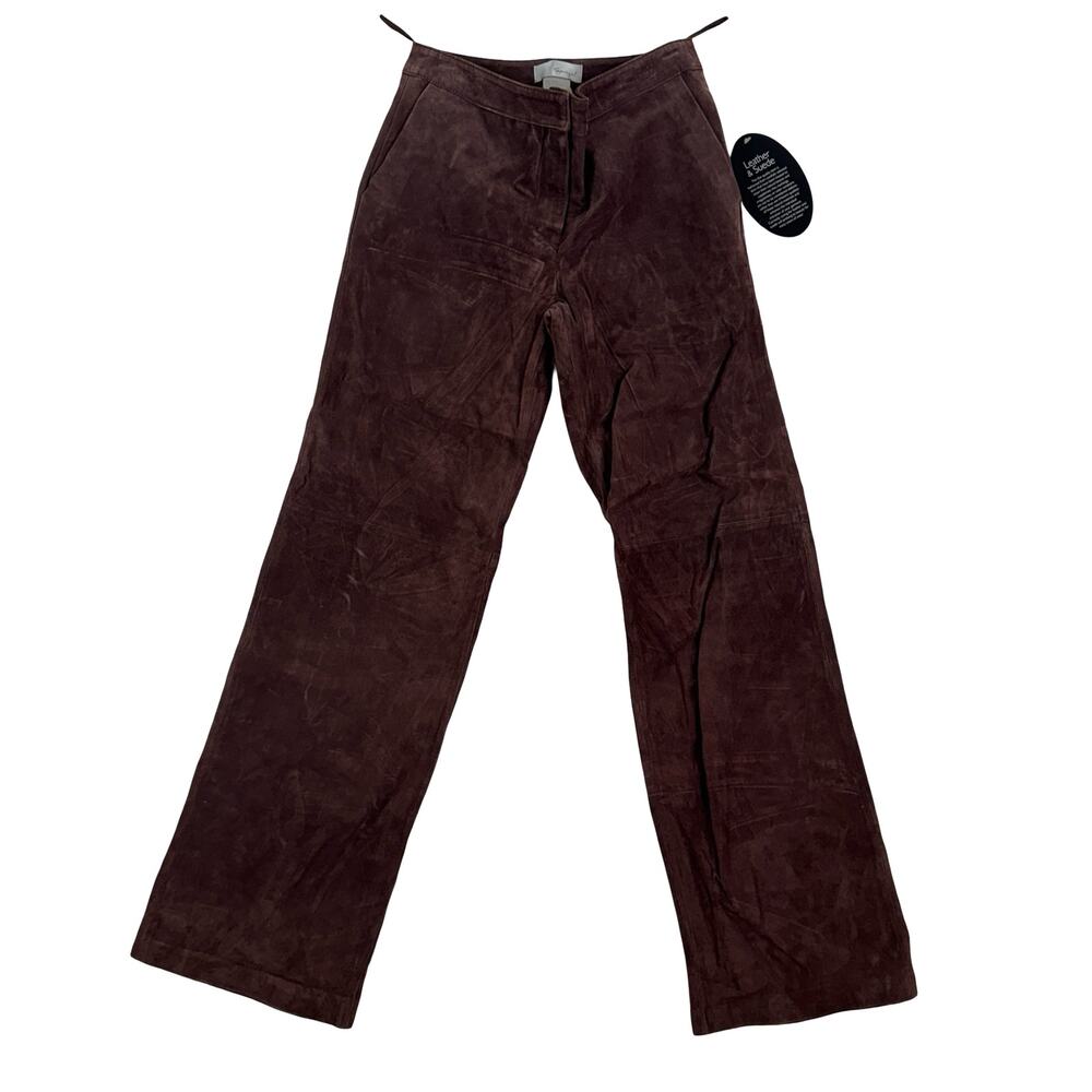 Vintage Y2K Spiegel Chocolate Brown Suede Leather Pants NWT Sz 4 Deadstock Boho